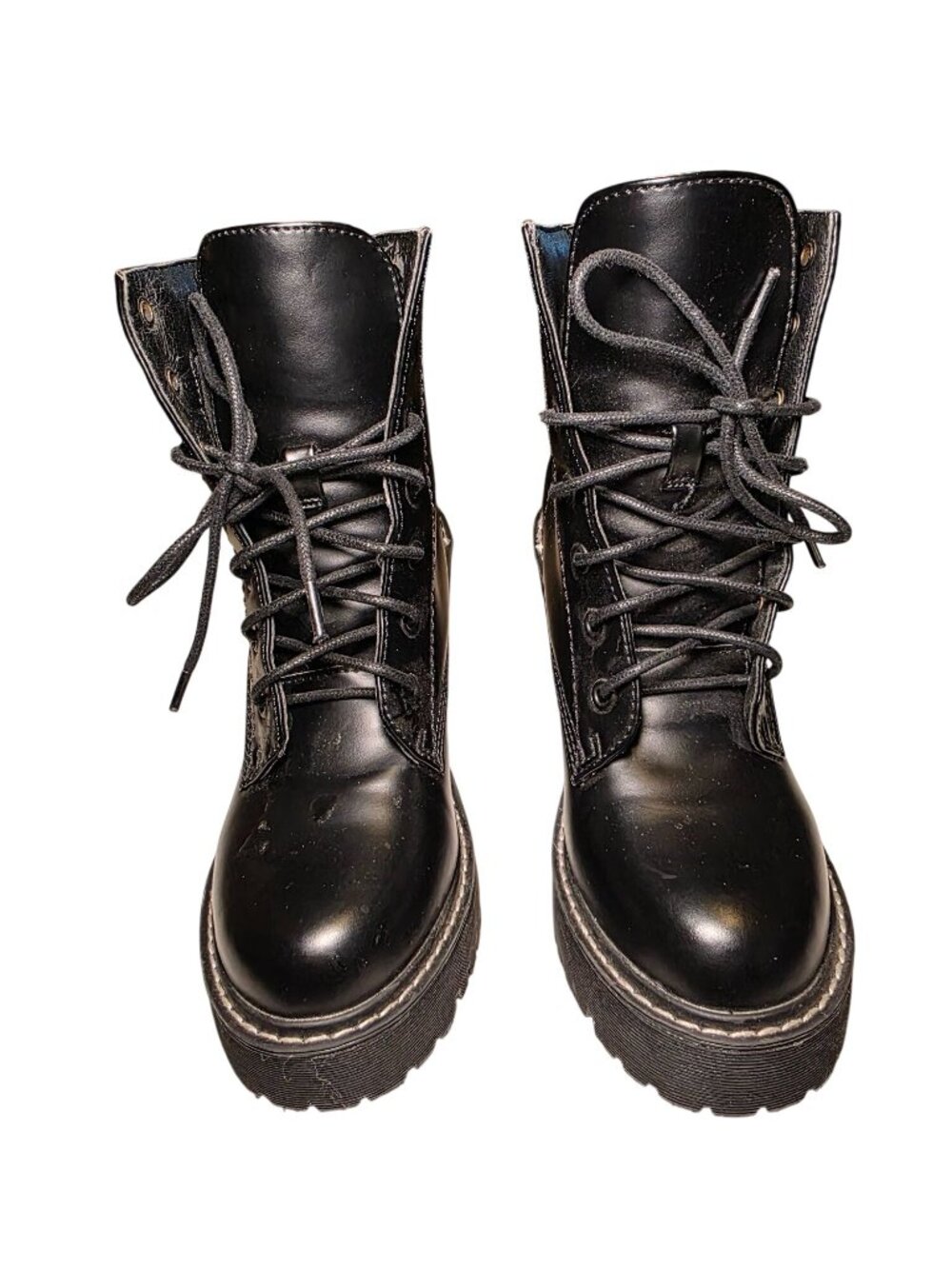 Madden Girl Chunky Heel Lace-Up Lug Sole Boots (SKU#2114)